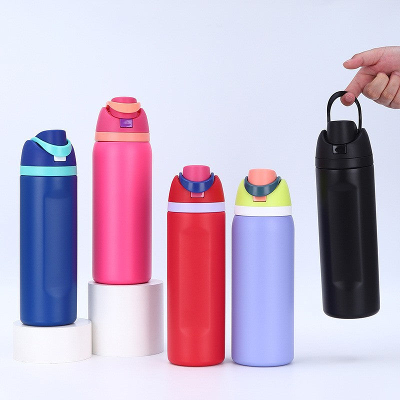 New Owala Same Style Water Cup Stainless Steel Space Pot Thermos Simple Portable Multi-color With Straw