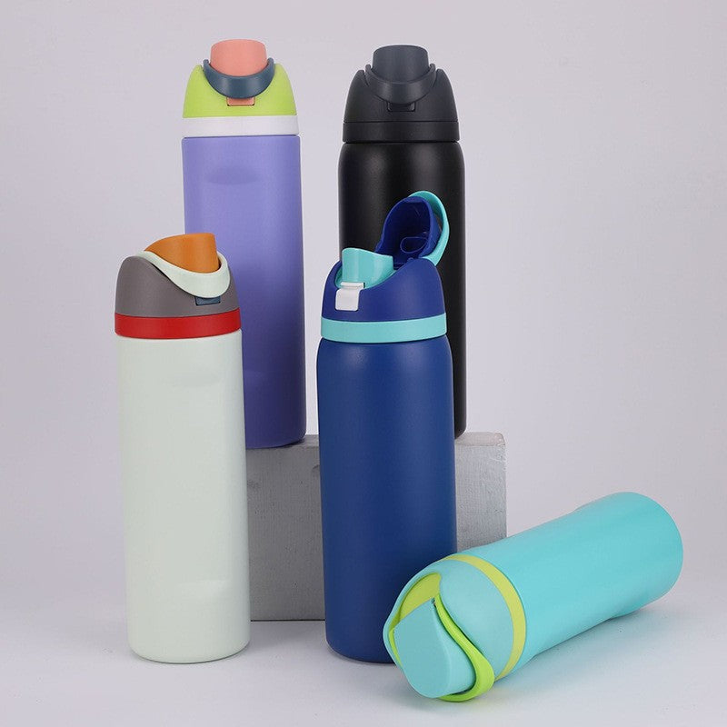New Owala Same Style Water Cup Stainless Steel Space Pot Thermos Simple Portable Multi-color With Straw